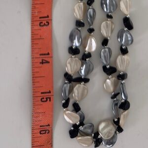 Elegant 32” Gray, Beige and Black and Beaded Necklace